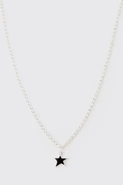 Star Pendant Chain Necklace | BoohooMAN UK