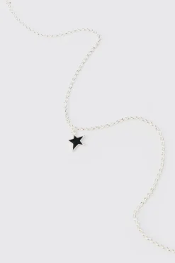 Star Pendant Chain Necklace | BoohooMAN UK