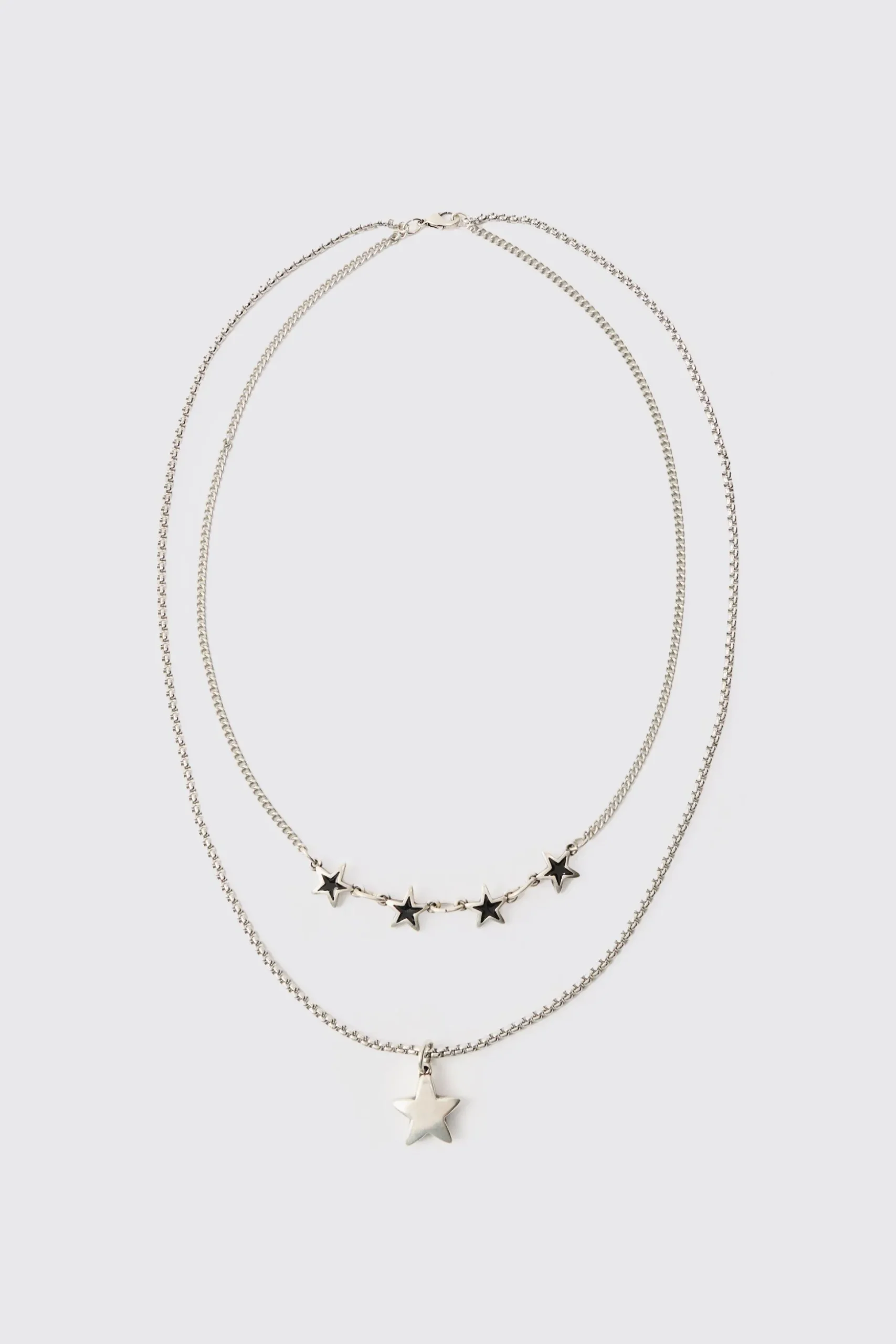 Star Pendant Multi Layer Chain Necklace | BoohooMAN UK