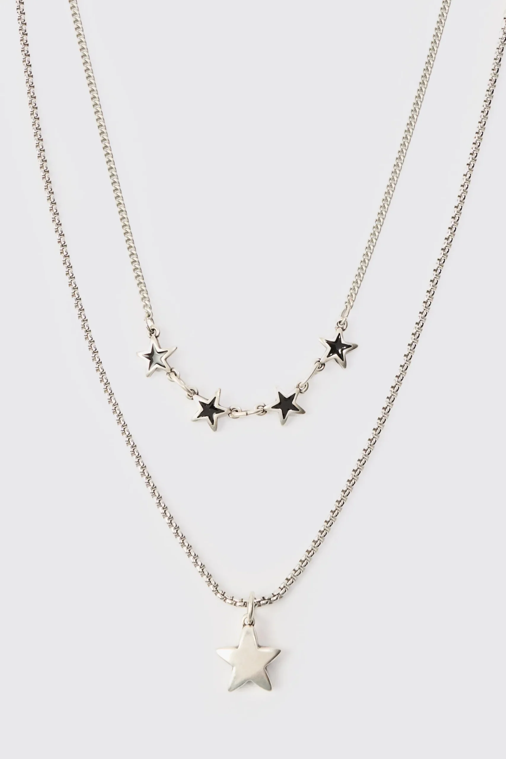 Star Pendant Multi Layer Chain Necklace | BoohooMAN UK