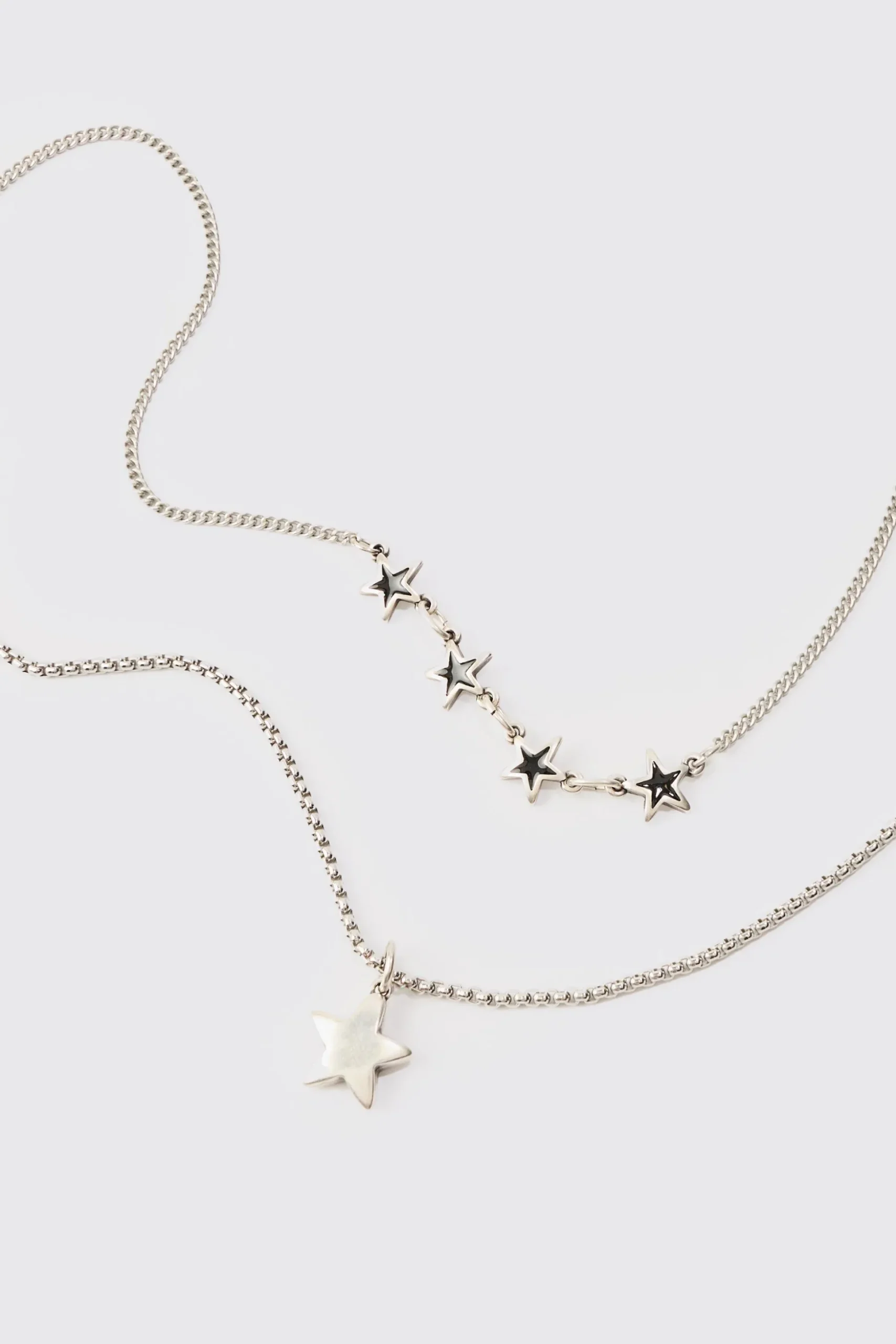 Star Pendant Multi Layer Chain Necklace | BoohooMAN UK