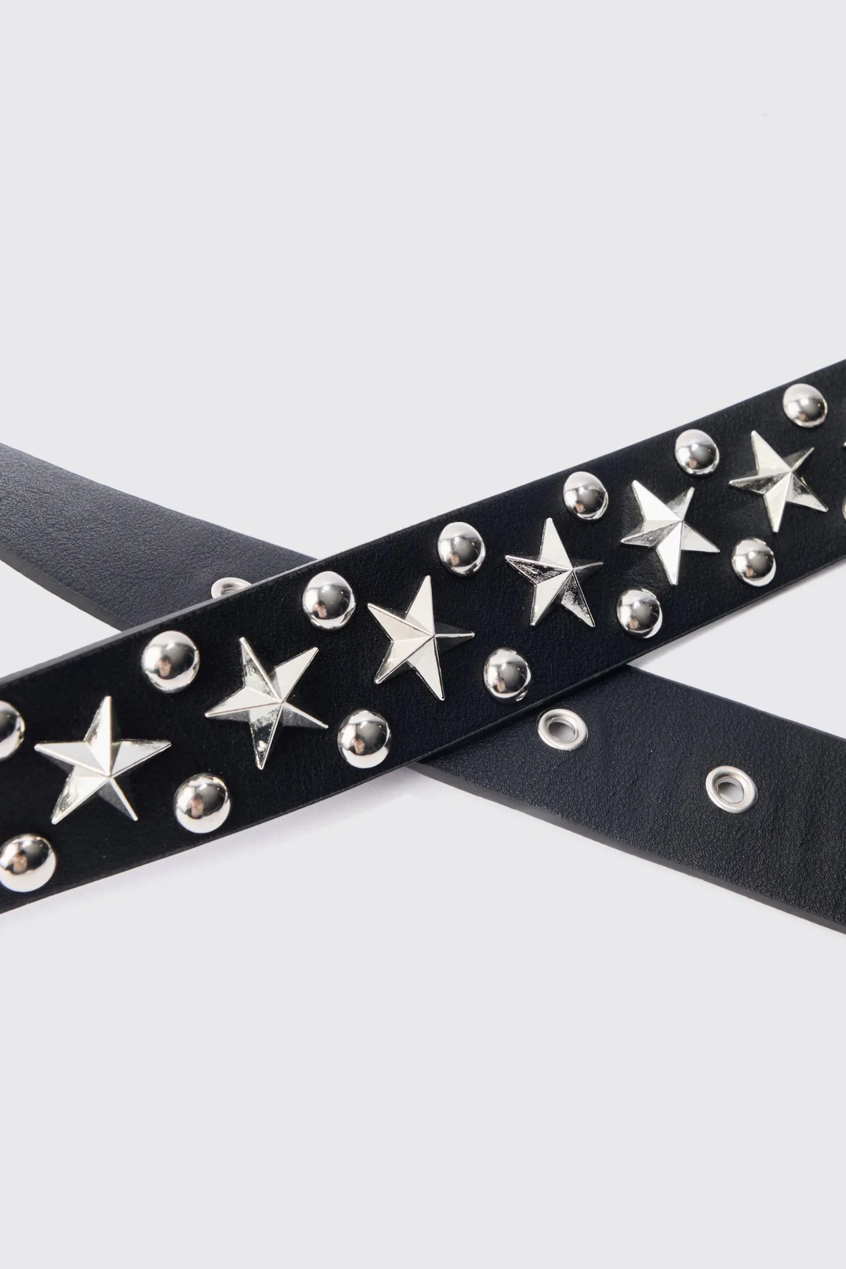 Star Studded Silver Buckle Belt | BoohooMAN UK