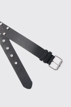 Star Studded Silver Buckle Belt | BoohooMAN UK