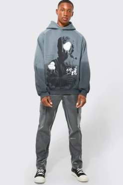 Statue Print Ombre Hoodie | BoohooMAN UK