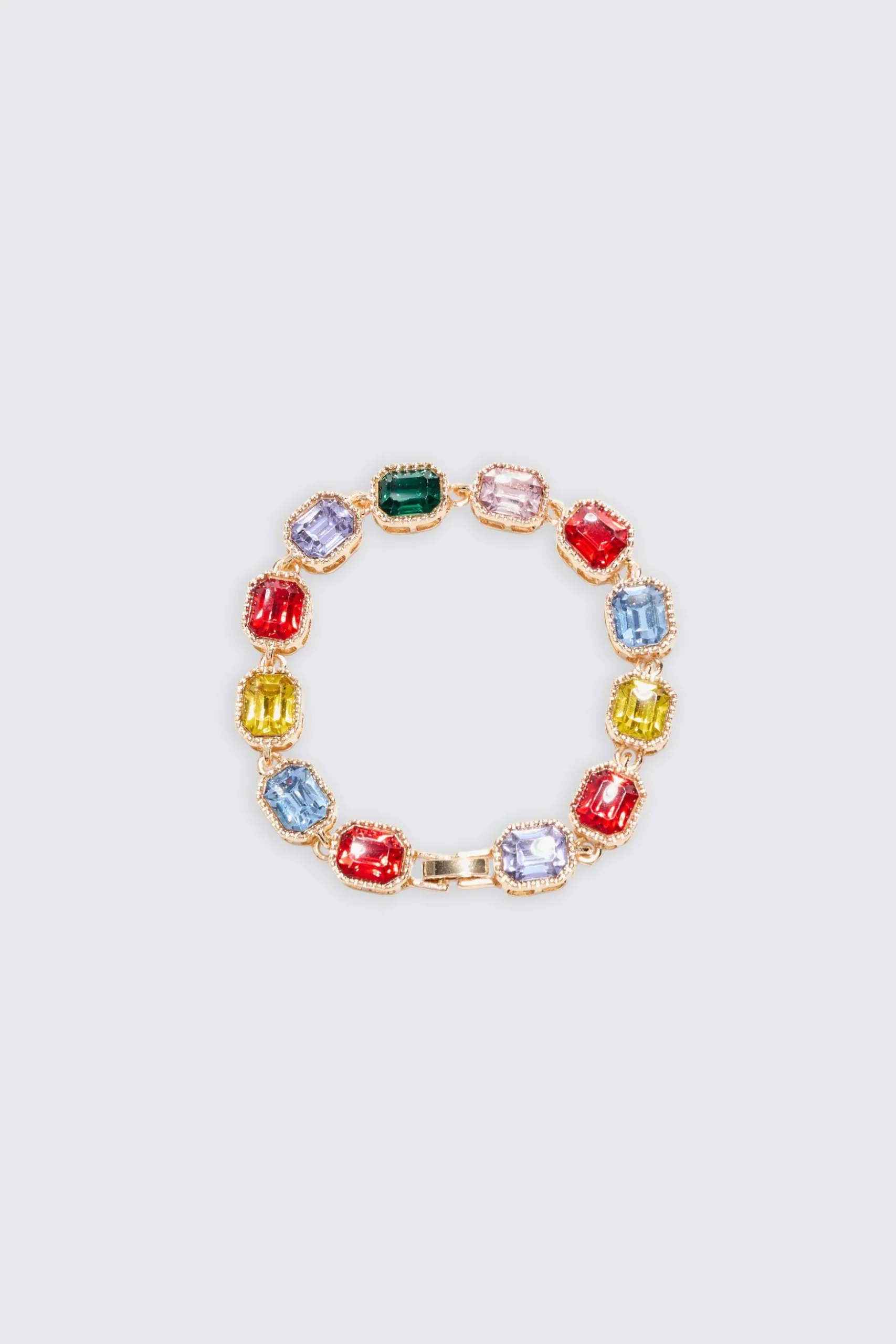 Stone Detail Iced Bracelet In Multi | BoohooMAN UK