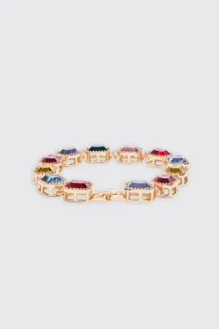 Stone Detail Iced Bracelet In Multi | BoohooMAN UK