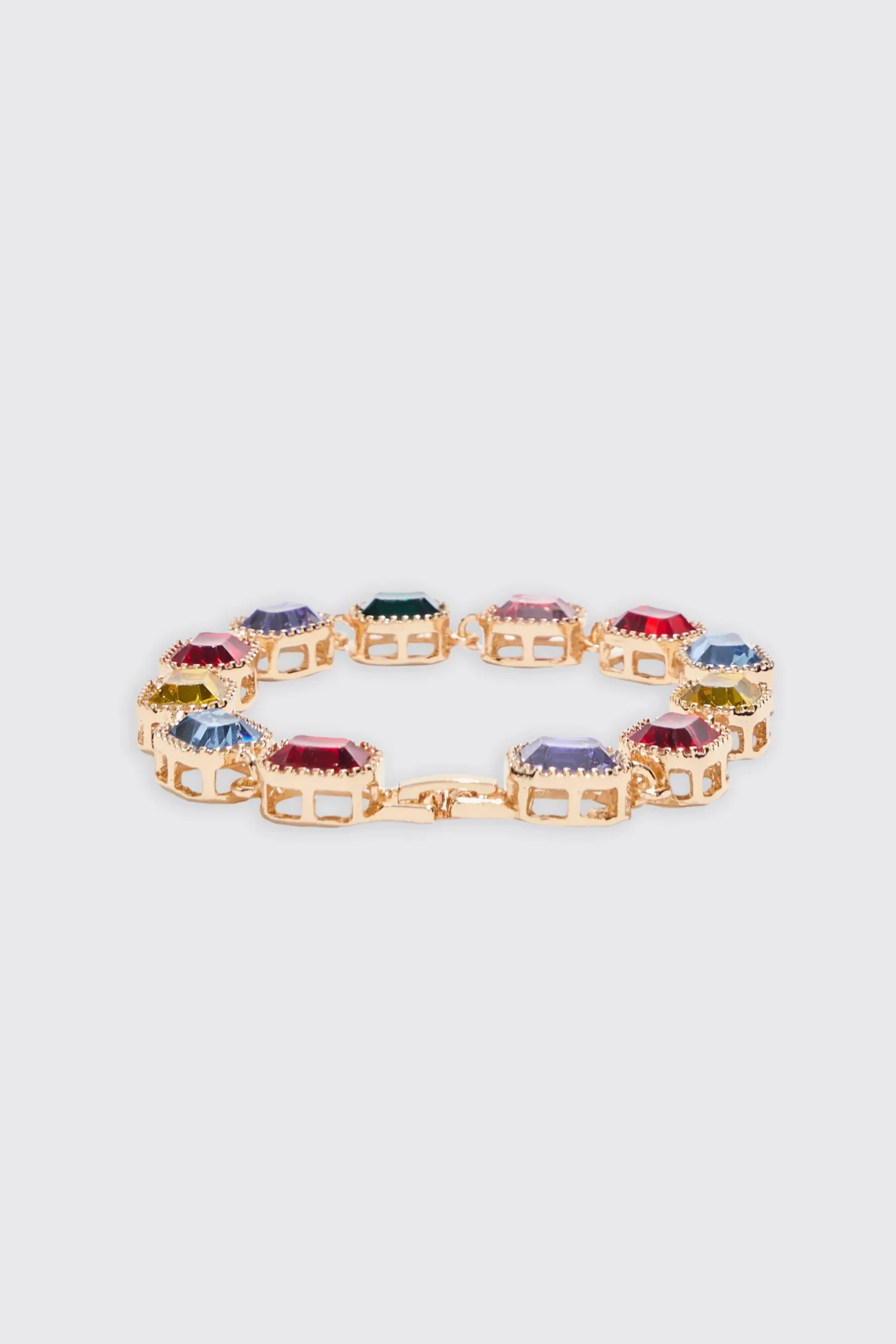 Stone Detail Iced Bracelet In Multi | BoohooMAN UK