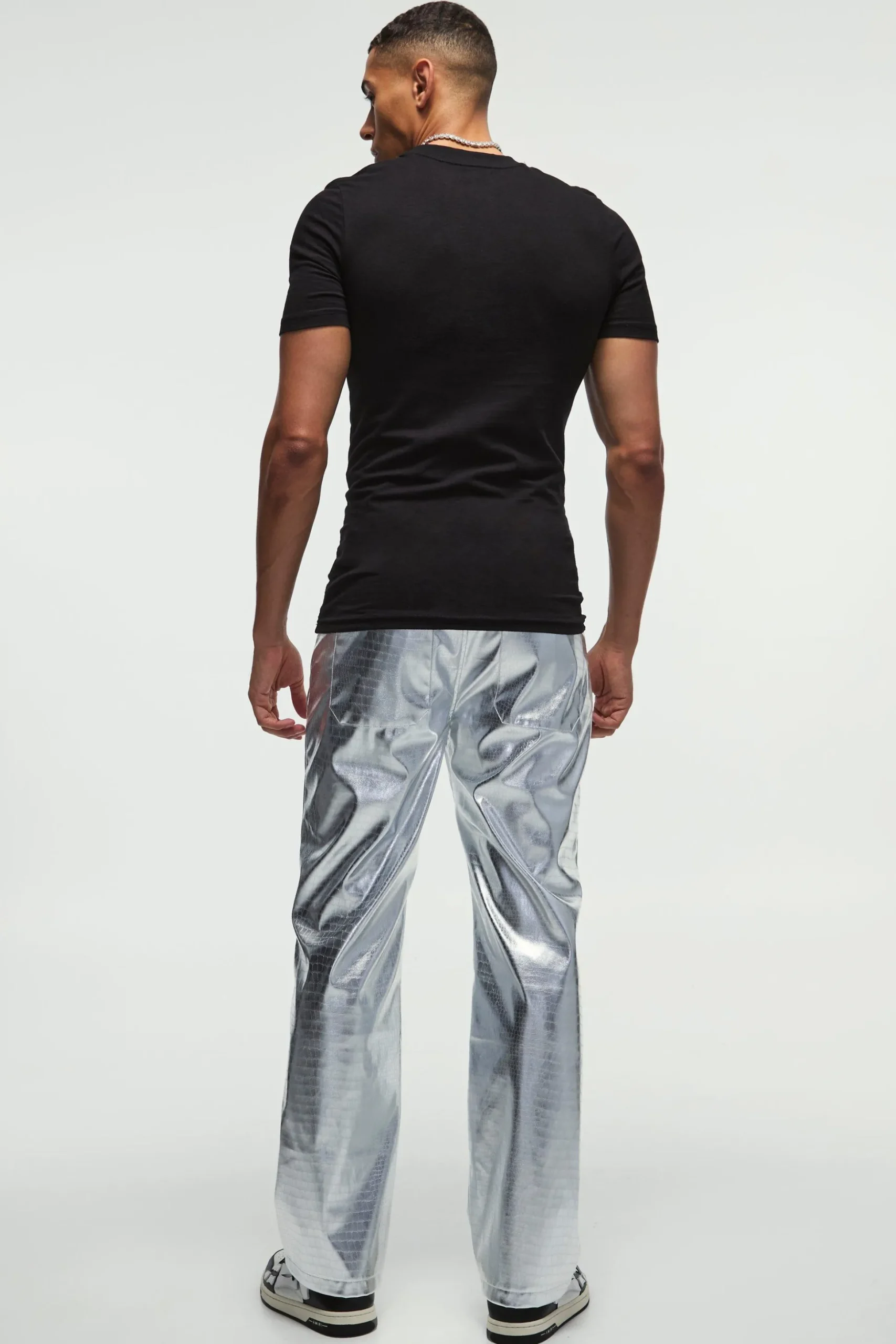 Straight Faux Snake Skin Pu Trousers | BoohooMAN UK