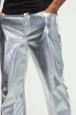 Straight Faux Snake Skin Pu Trousers | BoohooMAN UK