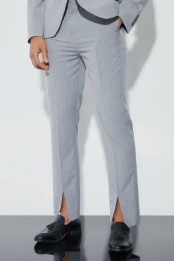 Straight Fit Trouser With Front Split Hem | BoohooMAN UK