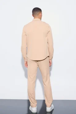 Straight Fixed Waist Tailored Trouser | BoohooMAN UK