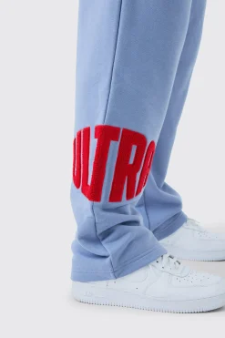 Straight Leg Borg Applique Joggers | BoohooMAN UK