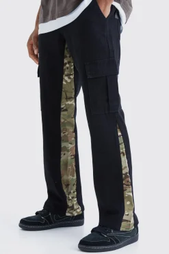 Straight Leg Camo Gusset Cargo Trouser | BoohooMAN UK