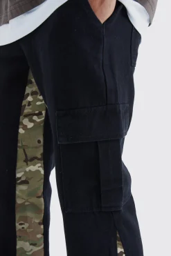 Straight Leg Camo Gusset Cargo Trouser | BoohooMAN UK