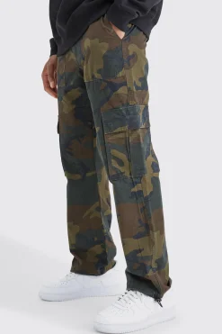 Straight Leg Camo Trouser | BoohooMAN UK