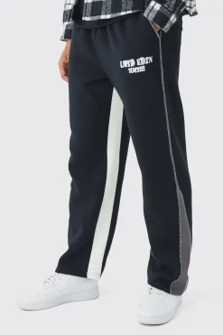 Straight Leg Contrast Stitch Gusset Jogger | BoohooMAN UK