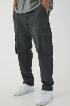 Straight Leg Cotton Cargo Chino Trousers | BoohooMAN UK