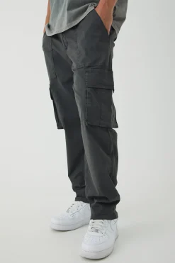Straight Leg Cotton Cargo Chino Trousers | BoohooMAN UK
