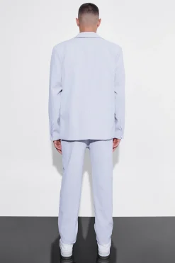 Straight Leg Crinkle Suit Trousers | BoohooMAN UK
