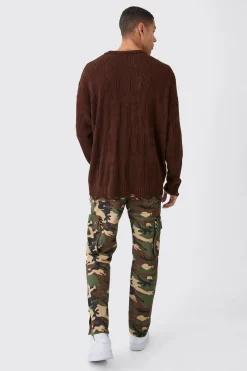 Straight Leg 3d Cargo Camo Ripstop Trouser | BoohooMAN UK