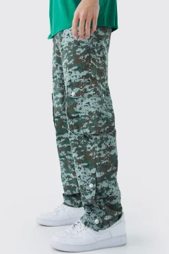Straight Leg 3d Multi Cargo Camo Trouser | BoohooMAN UK