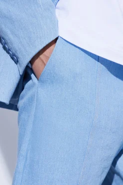 Straight Leg Denim Suit Trousers | BoohooMAN UK