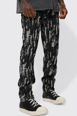 Straight Leg Fabric Interest Jeans | BoohooMAN UK