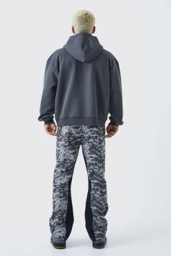 Straight Leg Flare Colour Block Camo Trouser | BoohooMAN UK