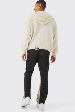Straight Leg Flared Camo Gusset Cargo Trouser | BoohooMAN UK