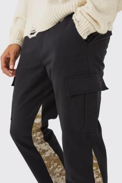 Straight Leg Flared Camo Gusset Cargo Trouser | BoohooMAN UK