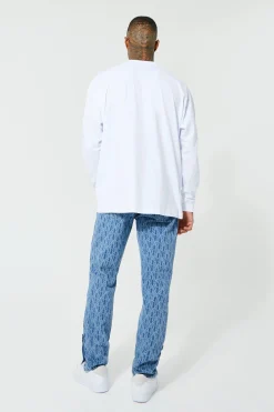 Straight Leg Man Laser Print Jeans | BoohooMAN UK