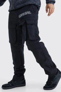 Straight Leg Multi Cargo Ripstop Trouser With Tonal Branding | BoohooMAN UK
