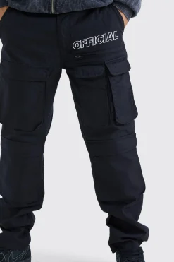 Straight Leg Multi Cargo Ripstop Trouser With Tonal Branding | BoohooMAN UK