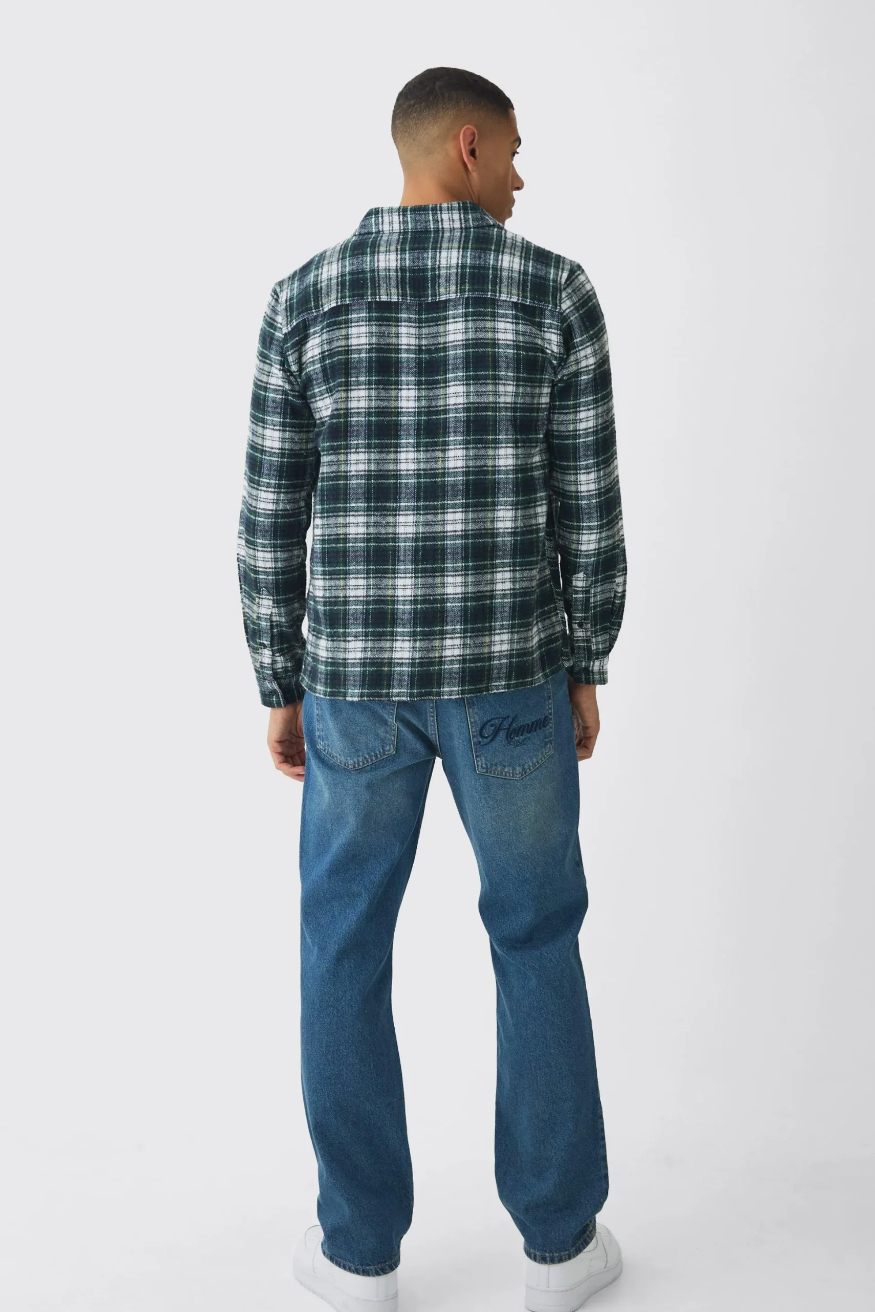 Straight Leg Paint Splatter Jeans With Tonal Embroidery | BoohooMAN UK
