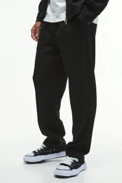 Straight Leg Pintuck Scuba Trouser | BoohooMAN UK