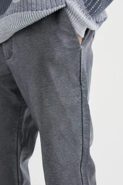 Straight Leg Popper Hem Pu Trouser | BoohooMAN UK