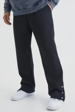 Straight Leg Popper Hem Scuba Joggers | BoohooMAN UK