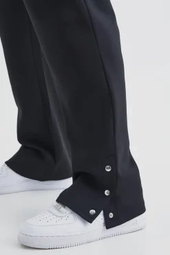 Straight Leg Popper Hem Scuba Joggers | BoohooMAN UK