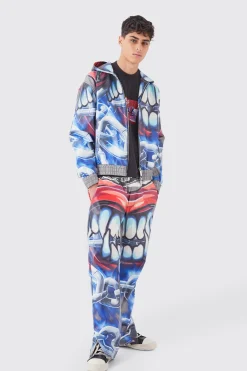 Straight Leg Printed Pu Trousers | BoohooMAN UK
