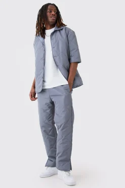 Straight Leg Quilted Trouser | BoohooMAN UK