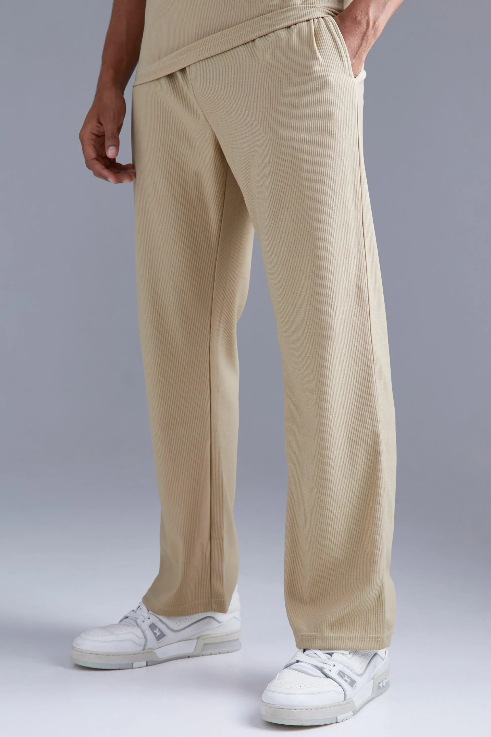 Straight Leg Ribbed Jogger | BoohooMAN UK