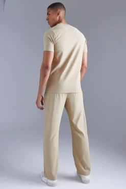 Straight Leg Ribbed Jogger | BoohooMAN UK