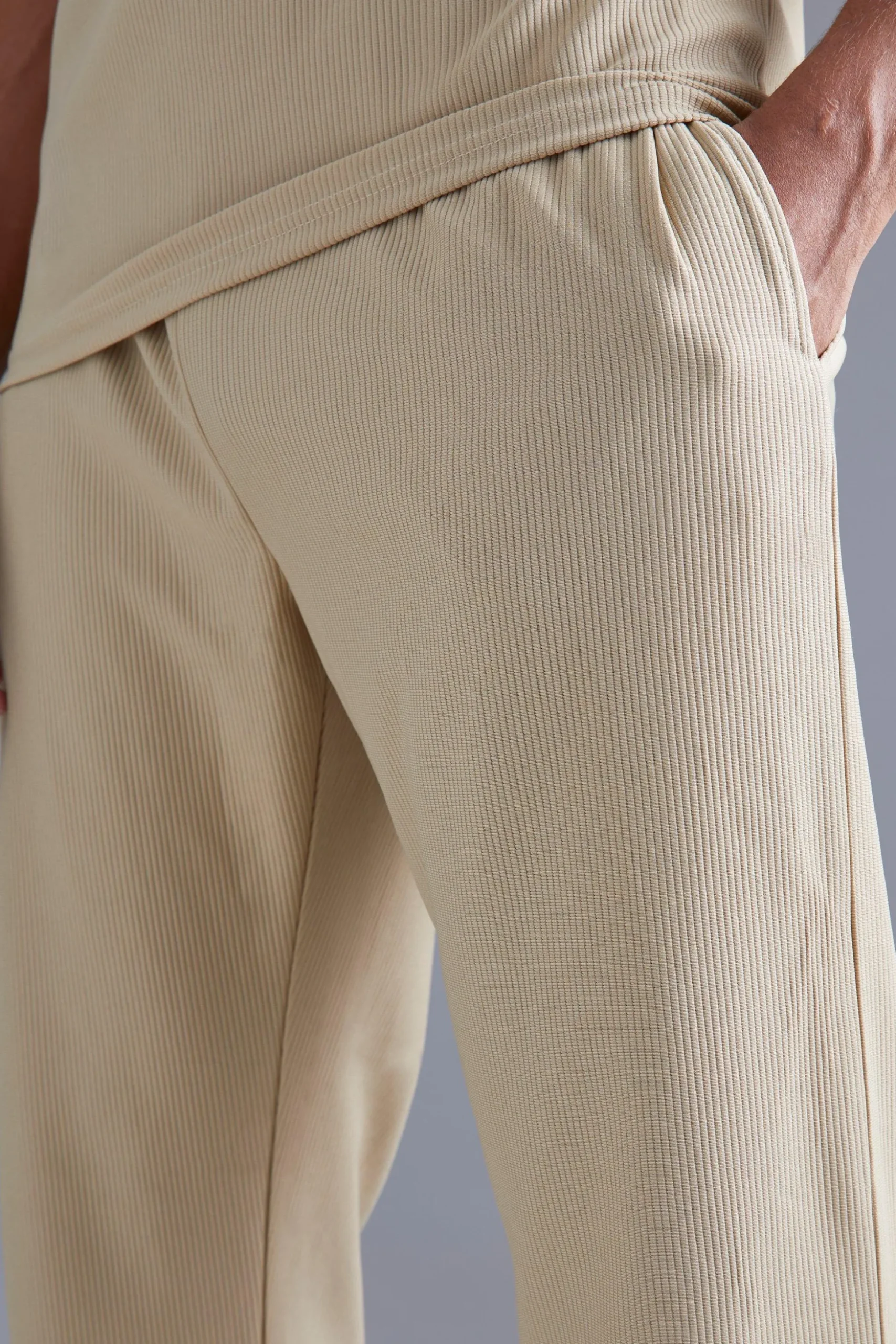 Straight Leg Ribbed Jogger | BoohooMAN UK