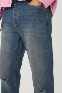 Straight Leg Ripped Knee Jeans | BoohooMAN UK
