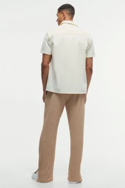 Straight Leg Split Hem Premium Jacquard Joggers | BoohooMAN UK