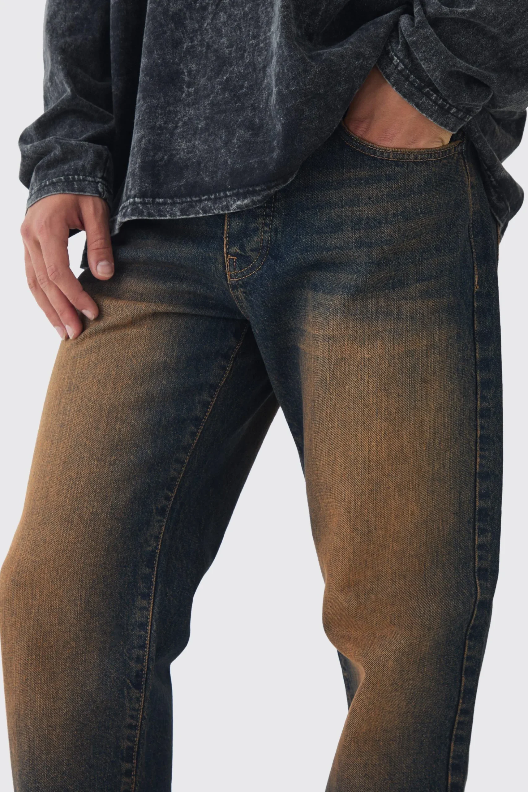 Straight Leg Tinted Jeans | BoohooMAN UK
