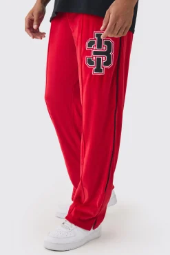 Straight Leg Varsity Velour Jogger | BoohooMAN UK