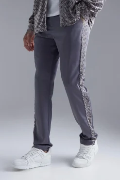 Straight Leg Velour Panel Trousers | BoohooMAN UK