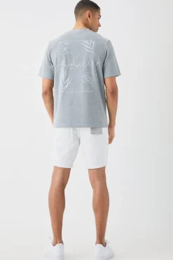 Straight Rigid Denim Shorts With Woven Label | BoohooMAN UK
