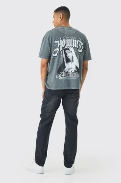 Straight Rigid Jean In Charcoal | BoohooMAN UK